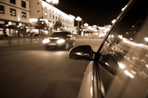 night drive ,shoot from the window of speed car, motion blur steet light.