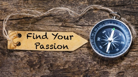 Find your passion  motivation phrase handwriting on label with